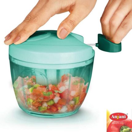 Large Handy and Compact Chopper Handy Quick Cutter for Kitchen, 3 Blade Stainless Steel, Pull String, (Made In India) Green (350ml)