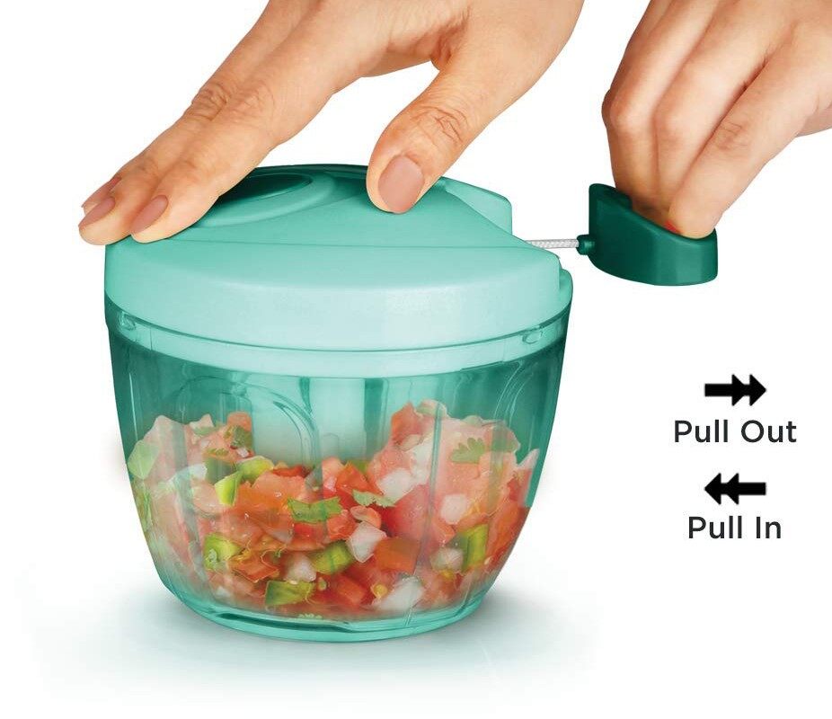 6749804334ed3e45ee1141e54e2434f7 Large Handy and Compact Chopper Handy Quick Cutter for Kitchen, 3 Blade Stainless Steel, Pull String, (Made In India) Green (350ml) - Image 1