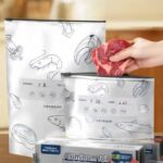 10Pcs/Bag Kitchen Aluminum Foil Fresh Bag Freezer Stand Up Zip Lock Bag Large Capacity Reusable Food Organizer Bags